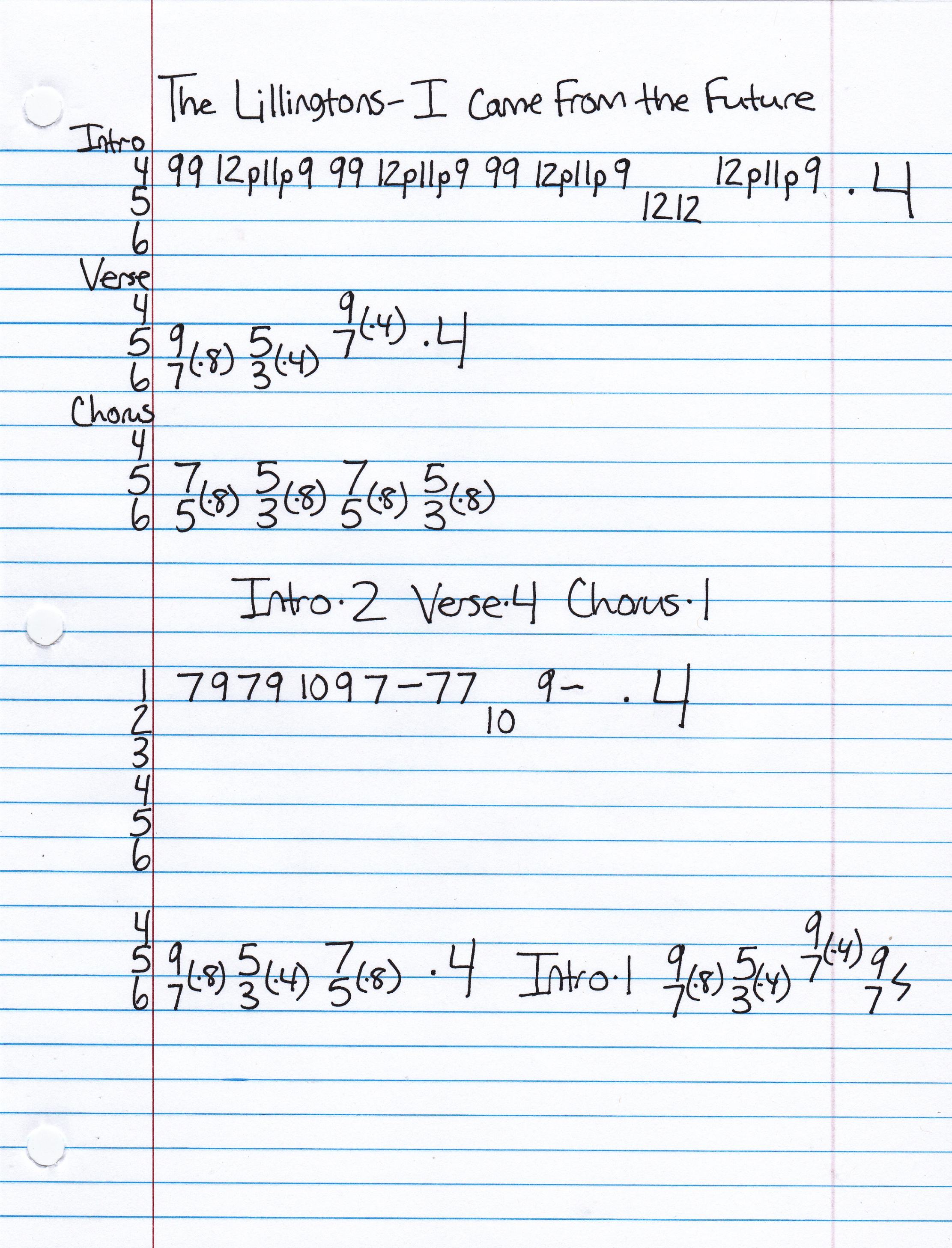 High quality guitar tab for I Came From The Future by The Lillingtons off of the album Death By Television. ***Complete and accurate guitar tab!***